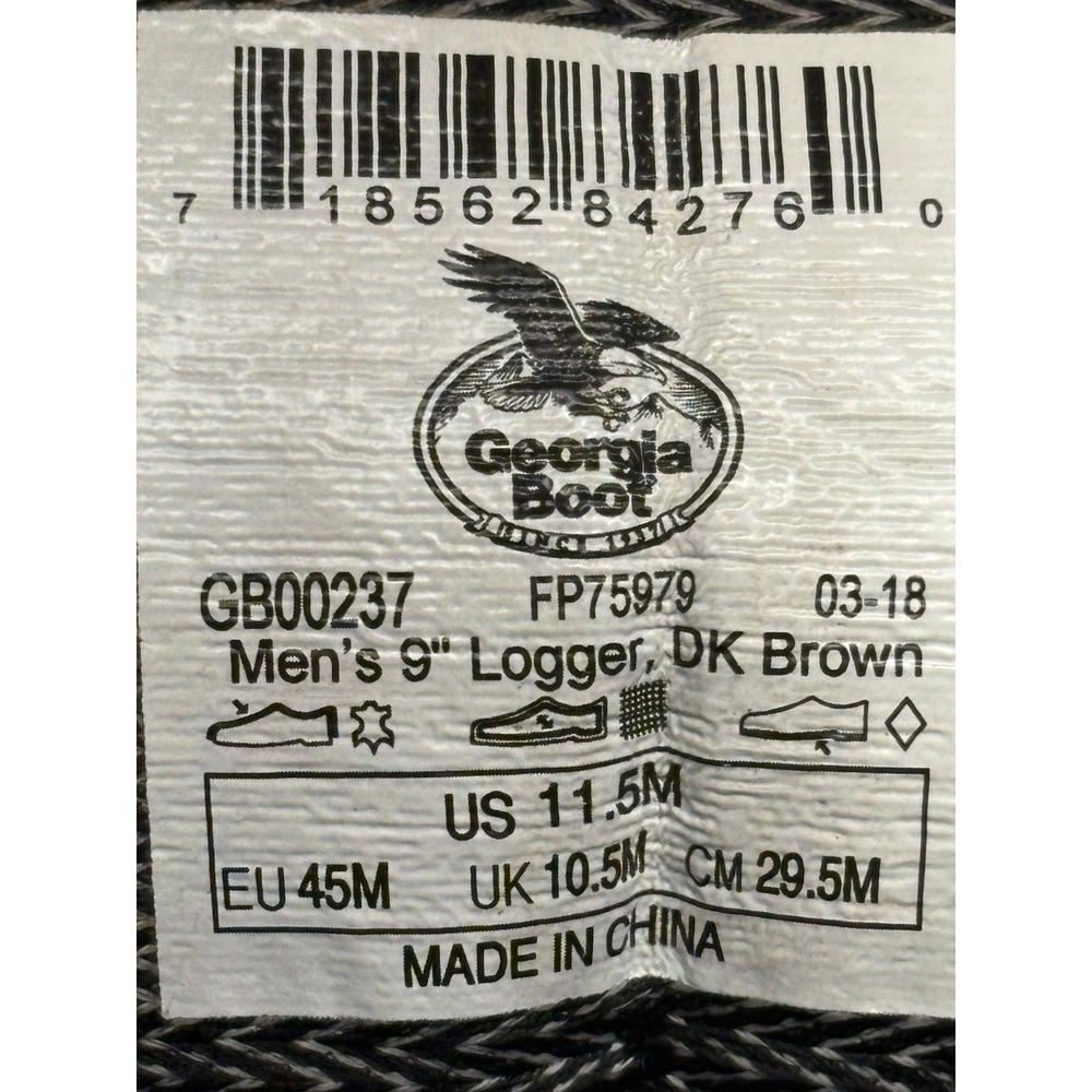 Georgia AMP LT Logger Low Heel Waterproof Leather Work Boots, Men's 11.5 - Picture 6 of 6